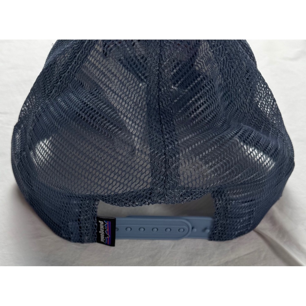 Patagonia P-6 Logo Trucker Hat Mesh Back Snapback Blue White Organic Cotton Cap - Picture 5 of 12